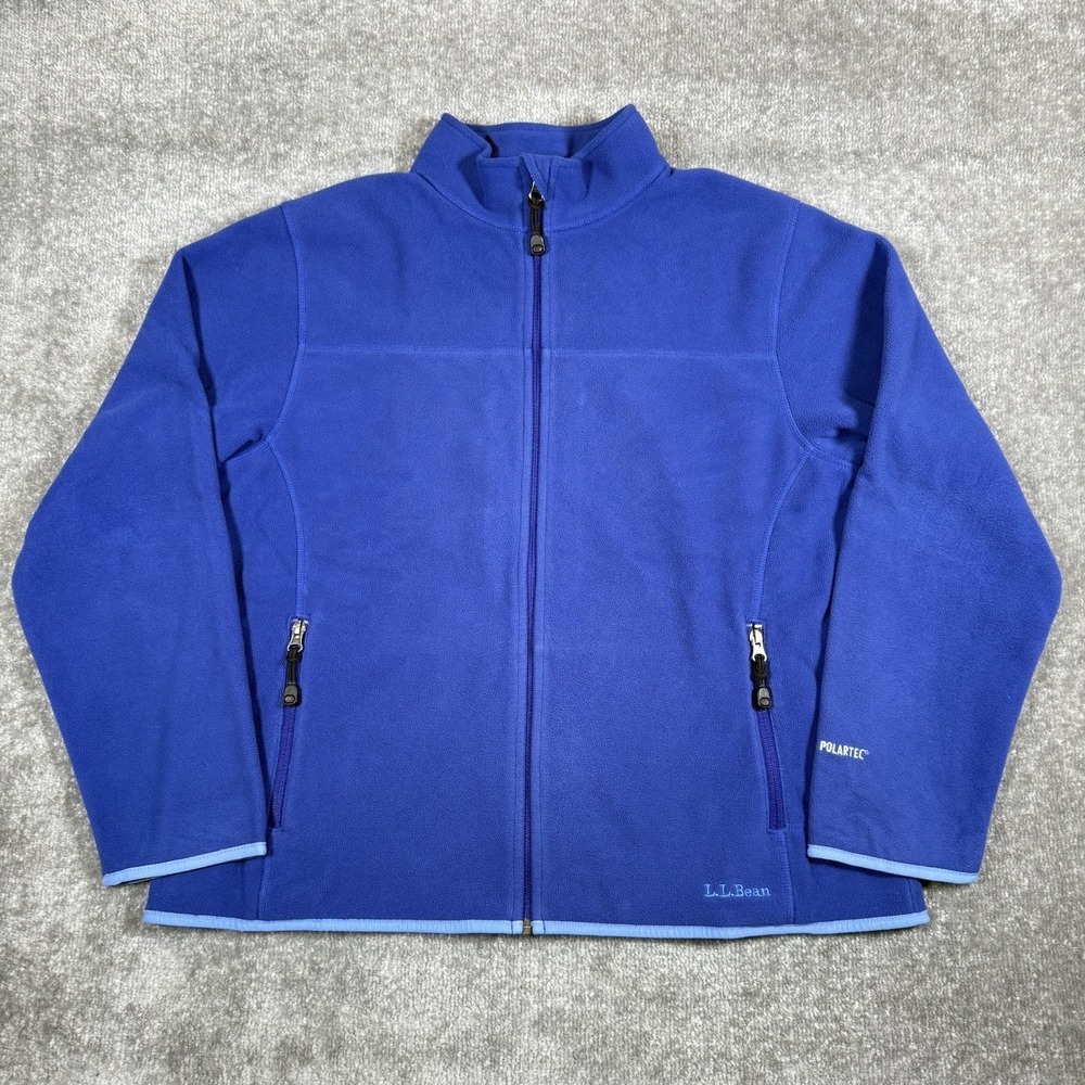 LL Bean Jacket Women's Medium Blue Fleece Polartec Full Zip Outdoor Hiking